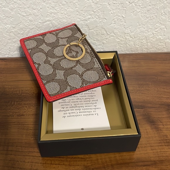 Coach Signature Jacquard Mini Skinny ID Case with Box - Picture 6 of 7
